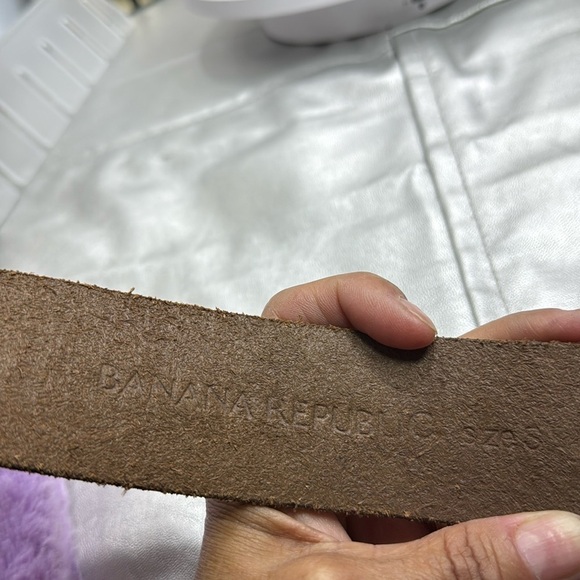 (H) Banana Republic Tan Silver Studded Leather Belt, Size S - Picture 12 of 13